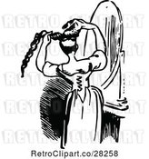 Vector Clip Art of Retro Lady Fixing Her Long Hair by Prawny Vintage