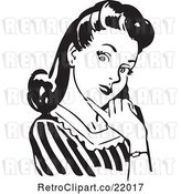 Vector Clip Art of Retro Lady Flirting and Touching Her Chin by BestVector