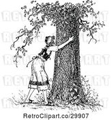 Vector Clip Art of Retro Lady Hugging a Tree by Prawny Vintage