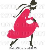 Vector Clip Art of Retro Lady in a Pink Dress by Prawny Vintage