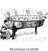 Vector Clip Art of Retro Lady Playing a Piano by Prawny Vintage