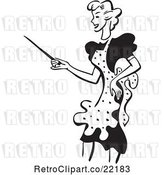 Vector Clip Art of Retro Lady Pointing a Stick by BestVector
