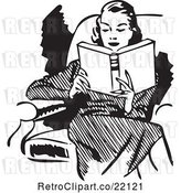 Vector Clip Art of Retro Lady Reading in a Chair by BestVector