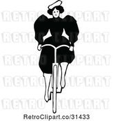 Vector Clip Art of Retro Lady Riding a Bicycle 1 by Prawny Vintage