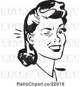 Vector Clip Art of Retro Lady Winking by BestVector