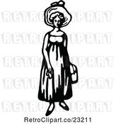 Vector Clip Art of Retro Lady with a Hat by Prawny Vintage