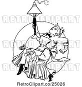 Vector Clip Art of Retro Lady with a Lamp by Prawny Vintage