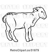 Vector Clip Art of Retro Lamb in Profile by AtStockIllustration