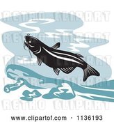 Vector Clip Art of Retro Leaping Catfish by Patrimonio