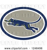 Vector Clip Art of Retro Leaping Panther in an Oval by Patrimonio