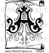 Vector Clip Art of Retro Letter a on a Scroll by Prawny Vintage