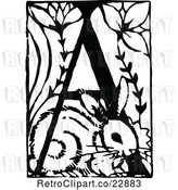 Vector Clip Art of Retro Letter a with a Rabbit by Prawny Vintage
