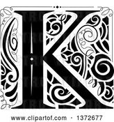 Vector Clip Art of Retro Letter K Monogram by BNP Design Studio