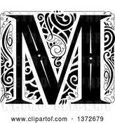 Vector Clip Art of Retro Letter M Monogram by BNP Design Studio