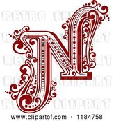 Vector Clip Art of Retro Letter N in Red by Vector Tradition SM