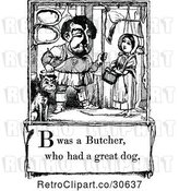 Vector Clip Art of Retro Letter Page with B Was a Butcher Who Had a Great Dog Text by Prawny Vintage