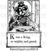 Vector Clip Art of Retro Letter Page with K Was a King so Mighty and Grand Text by Prawny Vintage