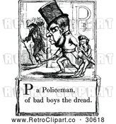 Vector Clip Art of Retro Letter Page with P a Policeman of Bad Boys the Dread L Text by Prawny Vintage