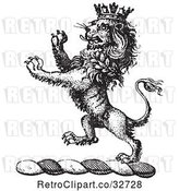 Vector Clip Art of Retro Lion Crest with a Crown by Picsburg
