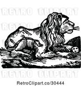 Vector Clip Art of Retro Lion Resting by Prawny Vintage