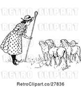 Vector Clip Art of Retro Little Bo Peep Talking to Her Sheep by Prawny Vintage