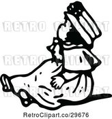 Vector Clip Art of Retro Little Girl Sitting by Prawny Vintage