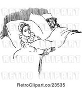 Vector Clip Art of Retro Lonely Wife in Bed by Her Husband by Prawny Vintage