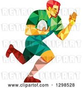 Vector Clip Art of Retro Low Poly Rugby Player Running by Patrimonio