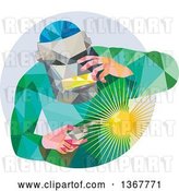 Vector Clip Art of Retro Low Poly Welder in a Circle by Patrimonio
