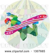 Vector Clip Art of Retro Low Poly White Guy Snowboarding in a Circle by Patrimonio