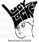 Vector Clip Art of Retro Lucky Locket Lady by Prawny Vintage