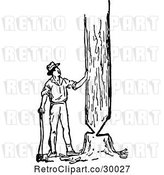 Vector Clip Art of Retro Lumberjack Guy Cutting down a Tree by Prawny Vintage