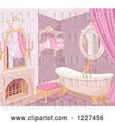 Vector Clip Art of Retro Luxurious Pink Castle Bathroom by Pushkin