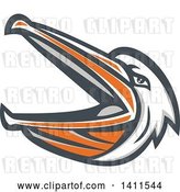 Vector Clip Art of Retro Mad Pelican Bird with an Open Beak by Patrimonio