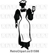Vector Clip Art of Retro Maid Holding Something up by Prawny Vintage