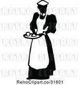Vector Clip Art of Retro Maid Serving 1 by Prawny Vintage
