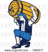 Vector Clip Art of Retro Male American Patriot Kneeling and Holding a Beer Keg on His Shoulders by Patrimonio