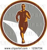 Vector Clip Art of Retro Male Marathon Runner in a Circle 2 by Patrimonio