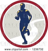 Vector Clip Art of Retro Male Marathon Runner in a Circle by Patrimonio