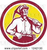 Vector Clip Art of Retro Male Miner Worker with a Pickaxe in a Circle by Patrimonio