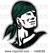 Vector Clip Art of Retro Male Pirate Wearing a Headscarf, Facing Slightly to the Right by Patrimonio