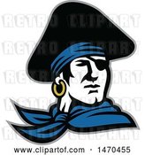 Vector Clip Art of Retro Male Pirate Wearing a Tricorn Hat and Eye Patch by Patrimonio