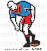 Vector Clip Art of Retro Male Rugby Player by Patrimonio