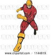Vector Clip Art of Retro Male Superhero Running 2 by Patrimonio