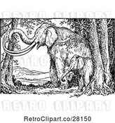 Vector Clip Art of Retro Mammoths in the Woods by Prawny Vintage