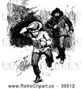 Vector Clip Art of Retro Man Chasing a Boy by Prawny Vintage