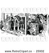 Vector Clip Art of Retro Man Cleaning Donkey Stables by Prawny Vintage