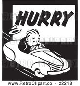 Vector Clip Art of Retro Man Driving on a Hurry Advertisement by BestVector