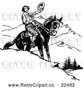 Vector Clip Art of Retro Man Holding His Hat on Horseback by BestVector