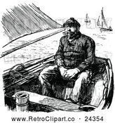 Vector Clip Art of Retro Man in a Boat by Prawny Vintage